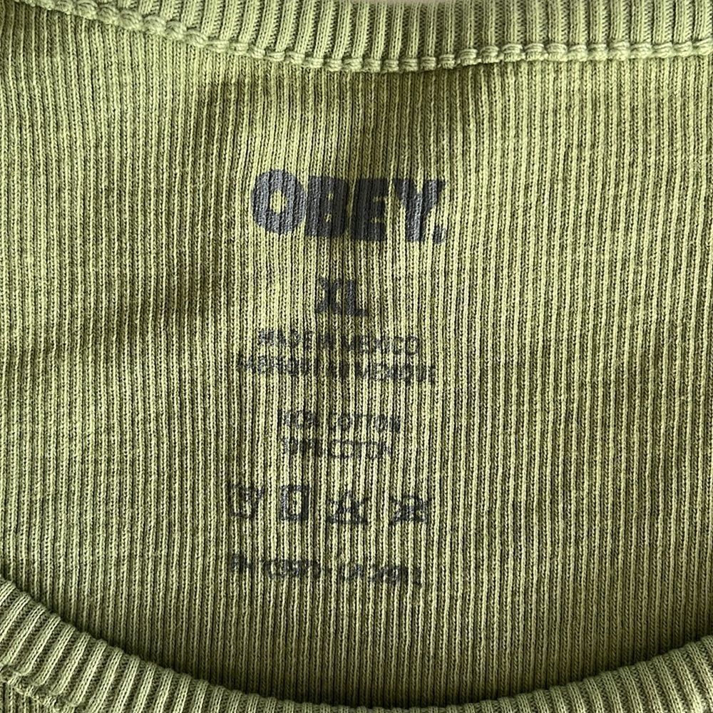 Obey Lower Case Tank Size XL NWT Olive - Picture 3 of 4